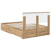 Bedframe met hoofdeinde Artisan Eiken 120 x 190 cm Bewerkt hout - thumbnail