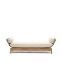 Kave Home - Ligstoel Catalina beige van touw en massief acaciahout FSC - thumbnail