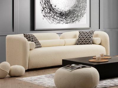 Zetel VIZIR 3 plaatsen bouclé stof crème Zetel VIZIR 3 plaatsen bouclé stof crème