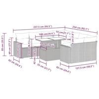 9-delige Loungeset met kussens poly rattan grijs - thumbnail