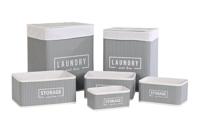 Mandenset DKD Home Decor Donker grijs Bamboe 40 x 30 x 46 cm 5 Onderdelen - thumbnail