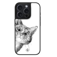 iPhone 15 Pro glazen hardcase - Peekaboo kat - thumbnail