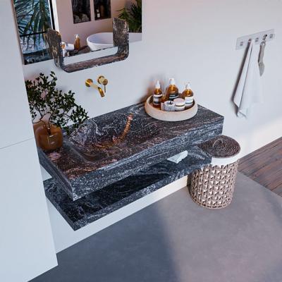 MONDIAZ ALAN-DLUX 100cm planchet Lava. Vrijhangende wastafel CLOUD links zonder kraangat, kleur Lava. MONDIAZ ALAN-DLUX 100cm planchet Lava. Vrijhangende wastafel CLOUD links zonder kraangat, kleur Lava.