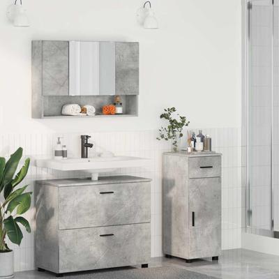 Badkamermeubelset met lade 3 pcs Betongrijs 76,5 x 35 x 64 cm