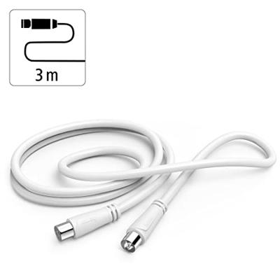 Hama Antennekabel, coax-stekker - coax-koppeling, 3,0 m, 90 dB TV accessoire Wit
