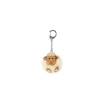 Pom pom sleutelhanger schaap 8x7,5cm