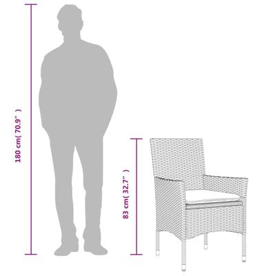 3-delige Tuinset met kussens poly rattan en glas beige - thumbnail