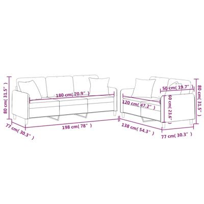 2-delige Loungeset met kussens stof lichtgeel