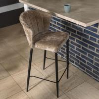 Dutchbone Barstoel 'Georgia' Chenille, kleur Beige (zithoogte 75cm) - thumbnail