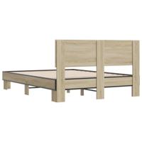 Bedframe bewerkt hout metaal sonoma eikenkleurig 140x200 cm - thumbnail