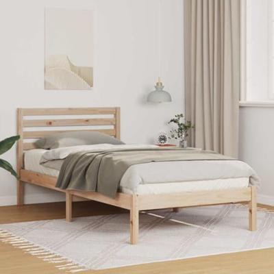 Bedframe met hoofdeinde Bruin 90 x 190 cm Massief grenenhout