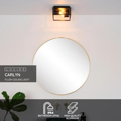 Lucide CARLYN - Plafonnière Badkamer - 2xE14 - IP54 - Zwart