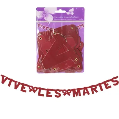 Letterslinger Vive les Mariès bordeaux 160 cm | 24 stuks