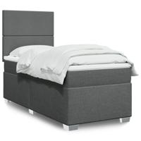 Boxspring met matras stof donkergrijs 140x200 cm - thumbnail