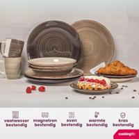 Cookinglife Serviesset Delice Grijs 18-delig / 6 personen - 6 dinerborden, 6 diepe borden en 6 ontbijtborden - thumbnail