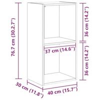 Boekenkast 40x30x77 cm bewerkt hout artisanaal eikenkleurig - thumbnail