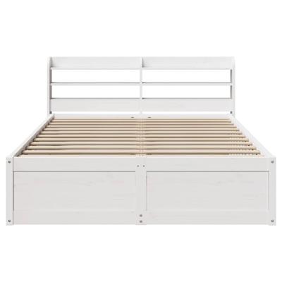 Bedframe met hoofdbord massief grenenhout wit 140x190 cm - thumbnail