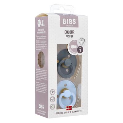 BIBS Fopspeen 0-6 Maanden Iron/Baby Blue