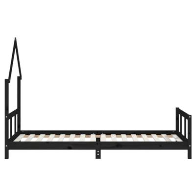 Kinderbedframe 90x200 cm massief grenenhout zwart