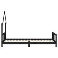 Kinderbedframe 90x200 cm massief grenenhout zwart - thumbnail
