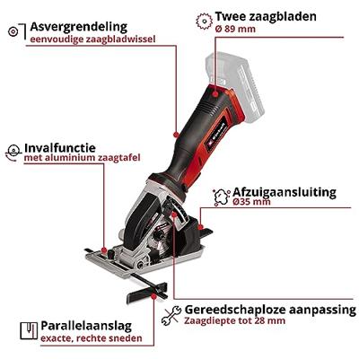 Einhell TE-CS 18/89 Li Solo - Accu Mini Handcirkelzaag | 18V | 89 mm | Zonder accu en lader - 4331100 - thumbnail