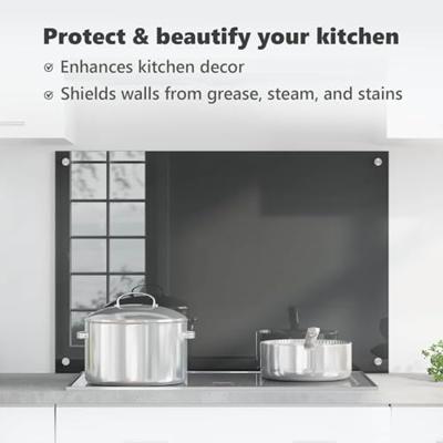 VidaXL Keuken spatscherm donkergrijs 90 x 60 cm gehard glas