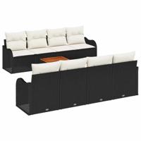 Tuinbankenset met opslag 9 pcs Zwart en Crème poly rattan - thumbnail