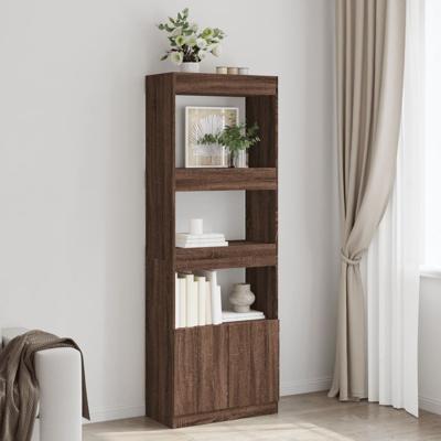 Hoge kast 63x33x180 cm bewerkt hout bruin eikenkleurig