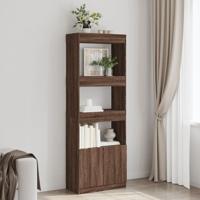 Hoge kast 63x33x180 cm bewerkt hout bruin eikenkleurig - thumbnail