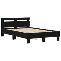 Bedframe met hoofdeinde Zwart eiken 120 x 190 cm Bewerkt hout - thumbnail