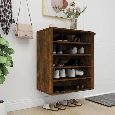 VidaXL Schoenenkast 60x35x70 cm bewerkt hout gerookt eikenkleurig VidaXL Schoenenkast 60x35x70 cm bewerkt hout gerookt eikenkleurig