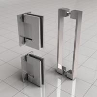 Scharnierset En Greep tbv Profielloze Nisdeur BWS Miley Geborsteld Staal - thumbnail