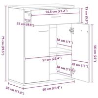 Dressoir 60x30x75 cm bewerkt hout oud houtkleurig - thumbnail