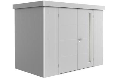 Biohort Neo 1C metalen tuinhuis zilver 292x180 cm met dubbele deur- Plat dak- Metaal- Biohort