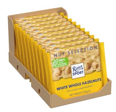 Ritter sport wit hele hazelnoot tablet 100gr | 10 stuks Ritter sport wit hele hazelnoot tablet 100gr | 10 stuks