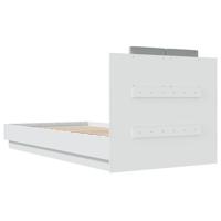 Bedframe met hoofdbord bewerkt hout wit 90x200 cm - thumbnail