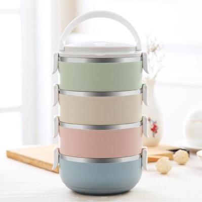 Kleurovergang lunch box voedsel Bento box RVS container (4 laag)