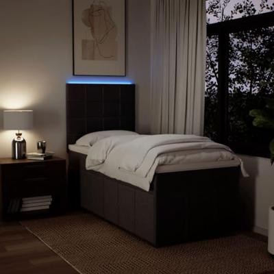 Boxspring met matras stof donkerbruin 90x190 cm