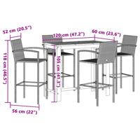 5-delige Tuinbarset massief acaciahout en poly rattan grijs - thumbnail