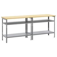 Werkbankset met plank 2 pcs Grijs 200 x 55 x 85 cm Staal - thumbnail