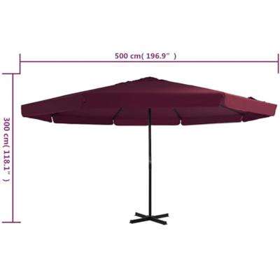 VidaXL Parasol met aluminium paal 500 cm bordeauxrood