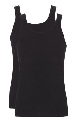 2-Pack Basics Heren singlet - 32324 - Biologisch katoenen heren onderhemd / hemd heren - M - Zwart - M - M - M - M - M - M - M