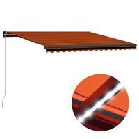 Luifel handmatig uittrekbaar met LED 450x300 cm oranje en bruin - thumbnail