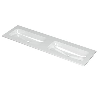 INK Aspekt Wastafel Porselein Dubbel Zonder Kraangaten - 1600x450x15 mm - Glans Wit