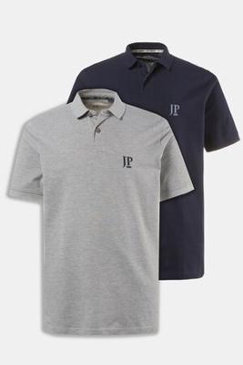 Ulla Popken Poloshirt, set, 2-delig, halvemouw, recht model, piqué, ademend - Grote Maten