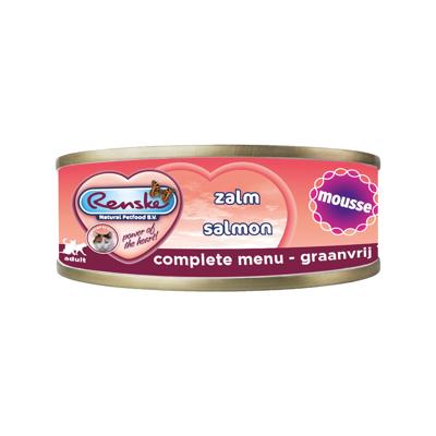 Renske Graanvrij mousse zalm natvoer kat (blikjes) 1 tray (24 x 70 g)