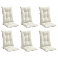 VidaXL Stoelkussens 6 st hoge rug 120x50x7 cm stof gemêleerd crème - thumbnail
