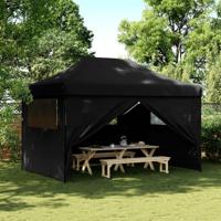 Partytent inklapbaar pop-up met 4 zijwanden zwart - thumbnail