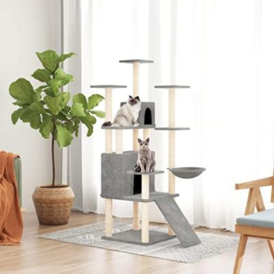 VidaXL Kattenmeubel met sisal krabpalen 154 cm lichtgrijs VidaXL Kattenmeubel met sisal krabpalen 154 cm lichtgrijs