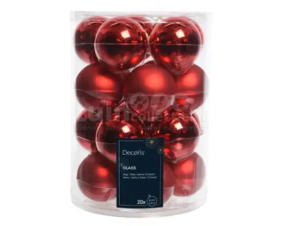 Decoris kerstballen Glas 20st Kerstrood 6cm